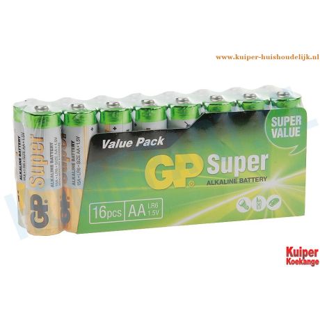 GP super batterijen alkaline AA 16 stuks | Kuiper Koekange