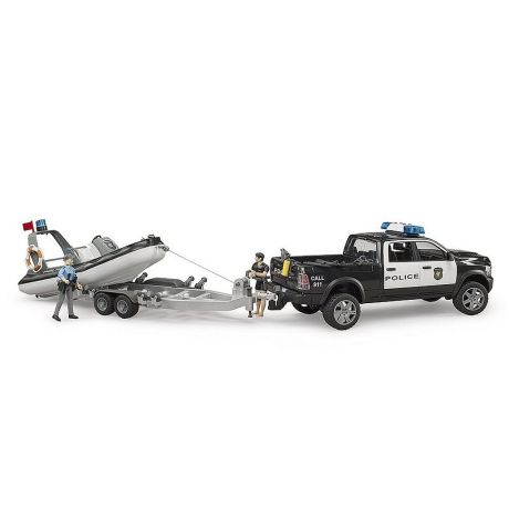 Bruder RAM 2500 politietruck met boot en trailer