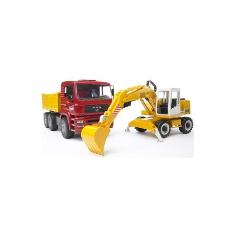 Bruder MAN TGA vrachtwagen met Liebherr graafmachine 
