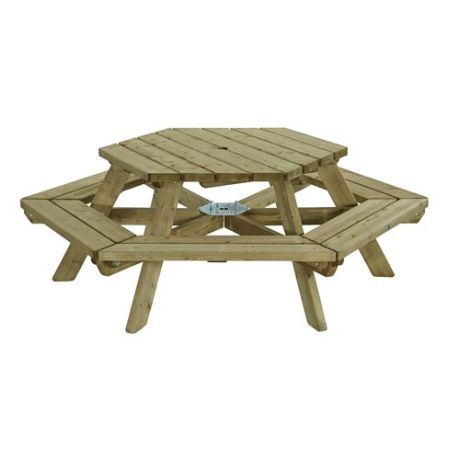 Picknicktafel zeshoek 45mm geïmpregneerd - 228cm | Kuiper Koekange