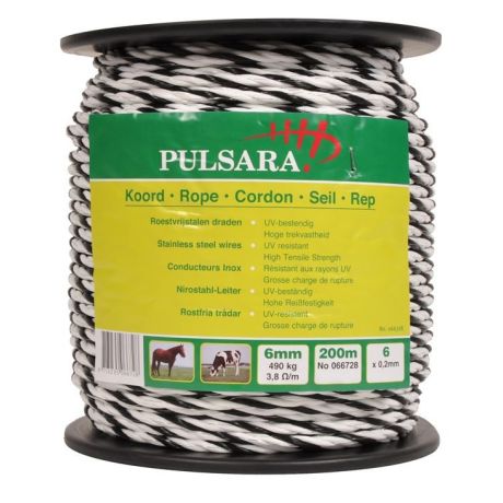 Pulsara schrikkoord zwart/wit 6mm - 200m | Kuiper Koekange