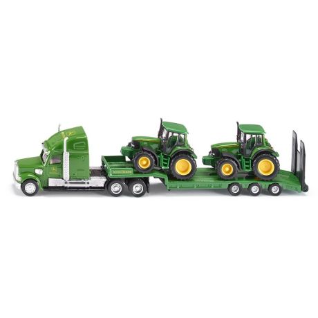 Siku dieplader met John Deere tractoren