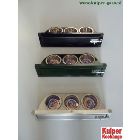 Voederplateau rvs 3 gaats 11cm bakje groen | Kuiper Koekange