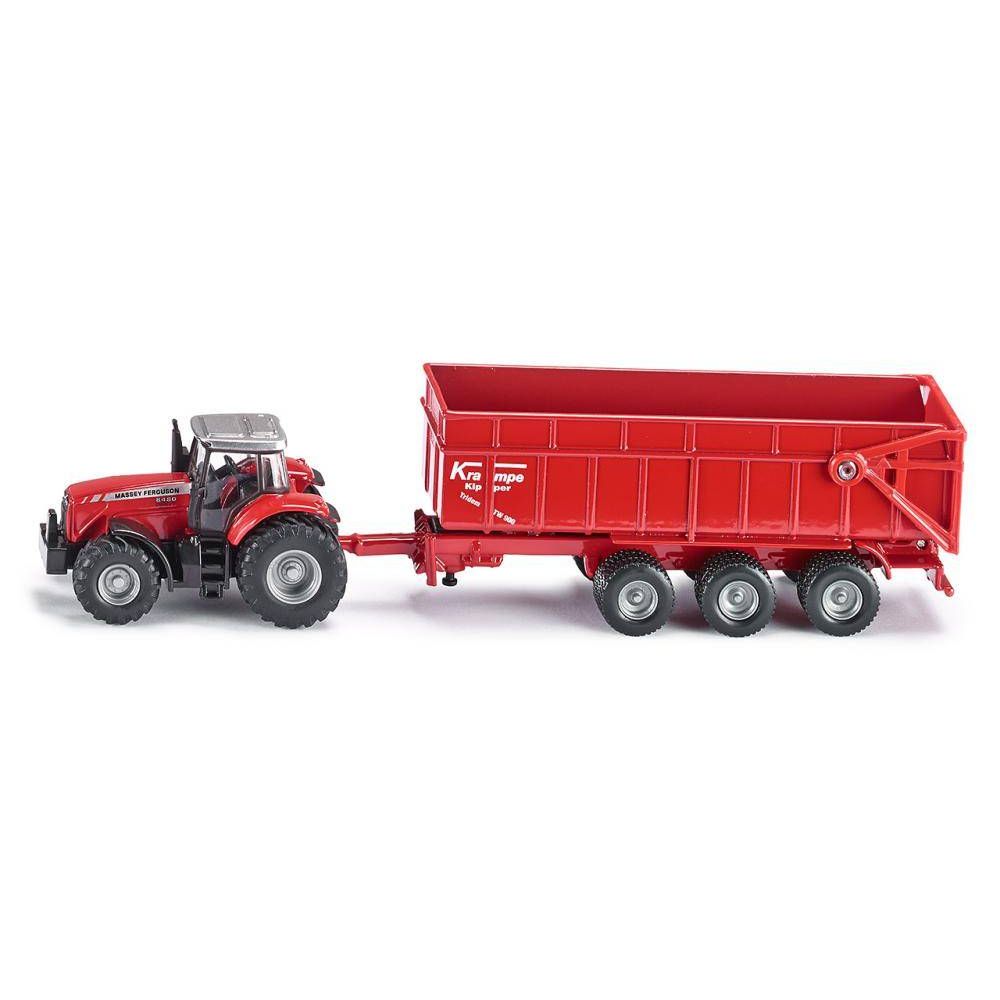 Siku Massey Ferguson tractor met aanhangwagen 1:87