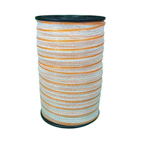 Schriklint wit-oranje 200meter 40mm