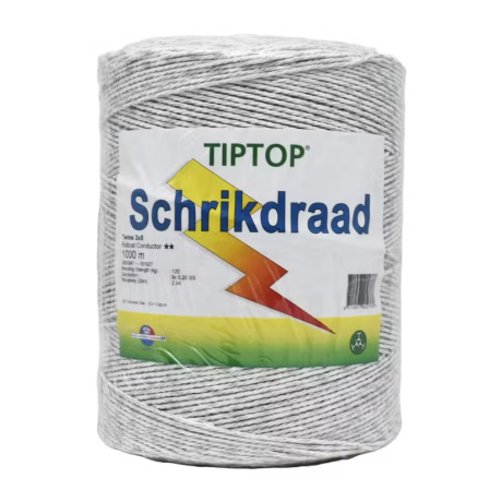 TipTop schrikdraad wit 1000meter 3mm