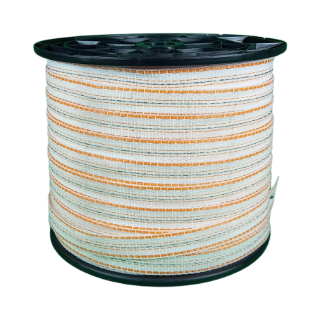 Schriklint wit-oranje 200meter 20mm