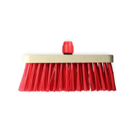Bezem Rood nylon 28cm met Steelverbinding