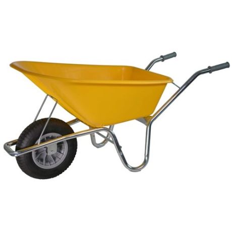 Bouwkruiwagen geel verzinkt onderstel 100ltr | Kuiper Koekange