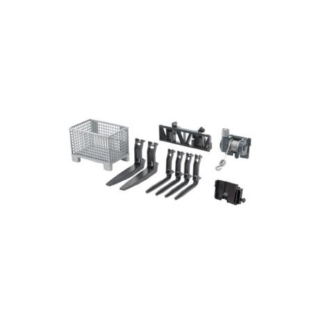 Bruder Box, pallet, lier en vork voor voorlader 