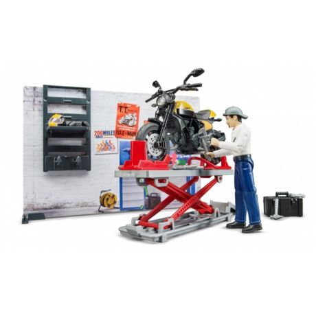 Bruder werkplaats voor motoren en Ducati Scrambler