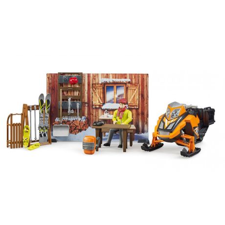 Bruder berghut met sneeuwscooter