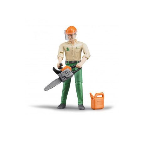 Bruder houthakker met kettingzaag en jerrycan 