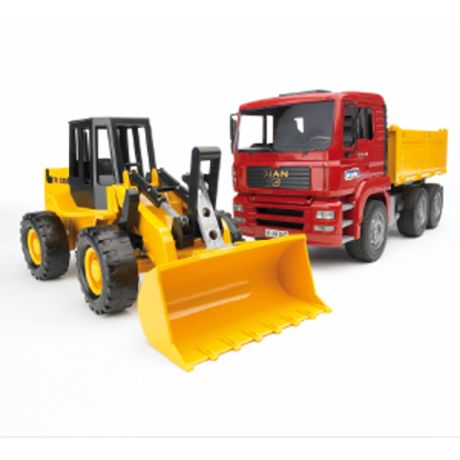 Bruder MAN TGA dieplader en JCB graaflaadcombinatie 