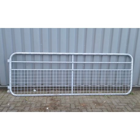 Metalen landhek half gaas verzinkt - ronde hoeken