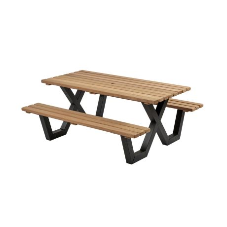 Picknicktafel hardhout metalen frame - 180x160cm