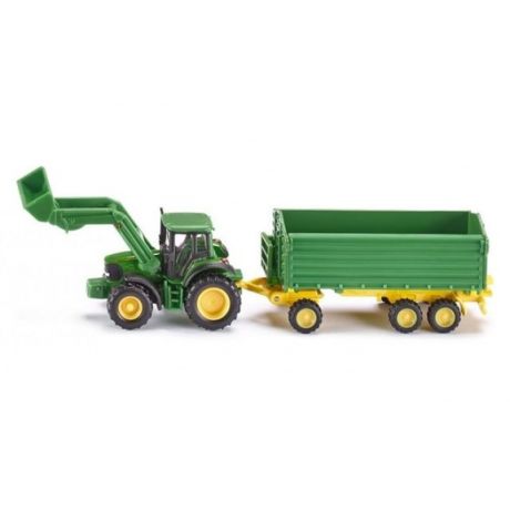 Siku John Deere tractor met aanhangwagen 1:87